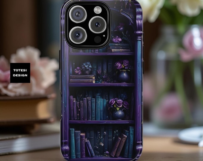 Goth dark academia books floral bookish book nerd iPhone  Samsung, Google, books phone case, 16 15 14 13 12 11 S25 S24 S23 | Gift book worm