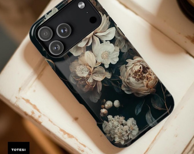 Dark Floral Academia iPhone Case – Vintage Boho Magnetic Tough Case