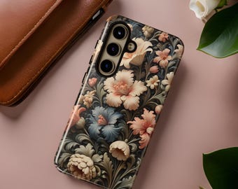 Romantic botanical floral art iPhone Samsung phone case cover,  S24 S23 S22 S21 Plus Ultra, 16 15 14 13 12 Pro Max Plus, Glossy or Matte