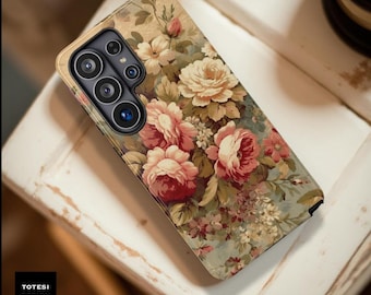 Vintage pastel pretty floral art tough phone case