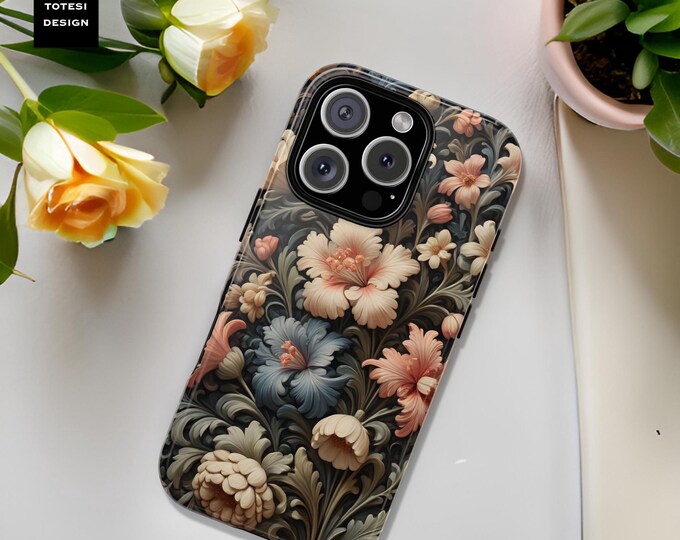 Romantic botanical floral art iPhone Samsung phone case cover,  S24 S23 S22 S21 Plus Ultra, 16 15 14 13 12 Pro Max Plus, Glossy or Matte