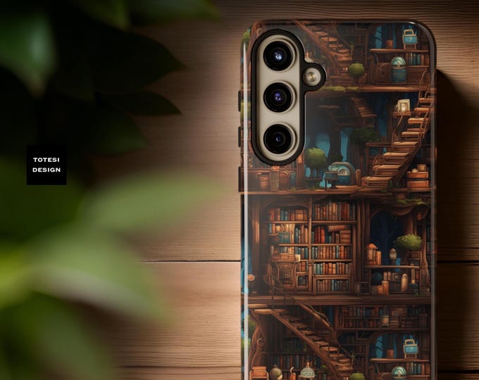 Bookshelves magical Gothic Library Books Whimsical  bookcase aesthetic iPhone 16 15 14 13 12 11 Pro Max Plus Samsung S25 S24 S23 Ultra Plus
