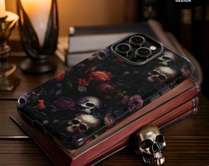 Halloween Gothic Roses Skulls Aesthetic | iPhone tough cases 16 15 14 13 12 Pro Max plus | Dark Academia Horror Witchy | Glossy or Matte