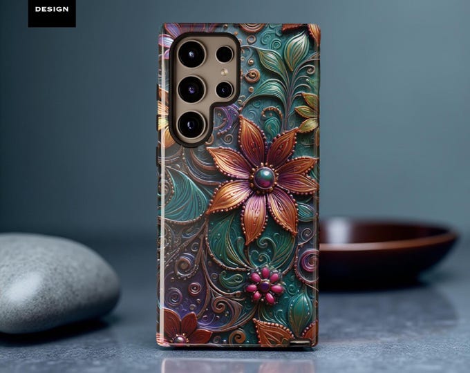 Phone Case - Bohemian Teal Unique Art Aesthetic - Tough iPhone, Samsung Galaxy, Google Pixel Covers, Protective Phone Cover, Artistic Phone