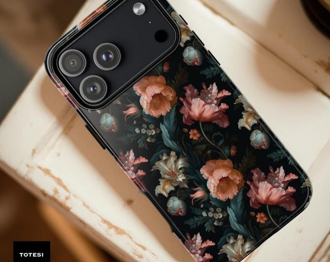Phone case dark moody boho chic floral tough case