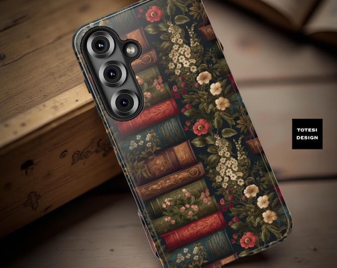 Victorian Floral Books Samsung Phone Case: Gothic Style