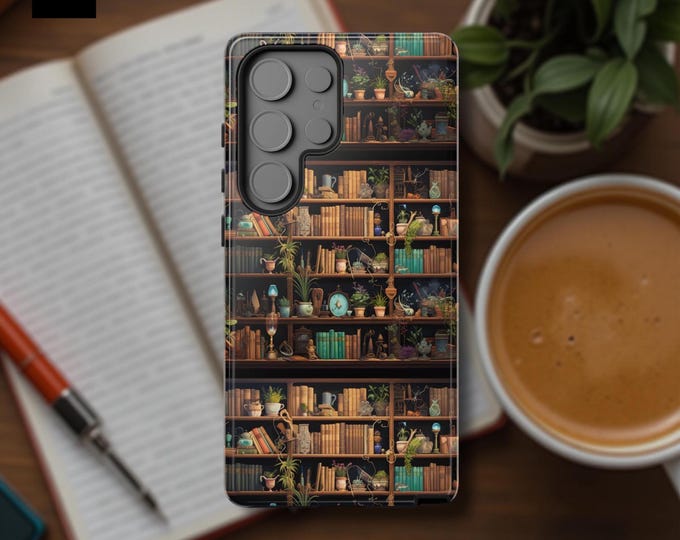 Books Bookshelf Plants phone case Samsung Galaxy Phone Case S25 S24 S22 S23 Plus Ultra |  book lover students gift back to school