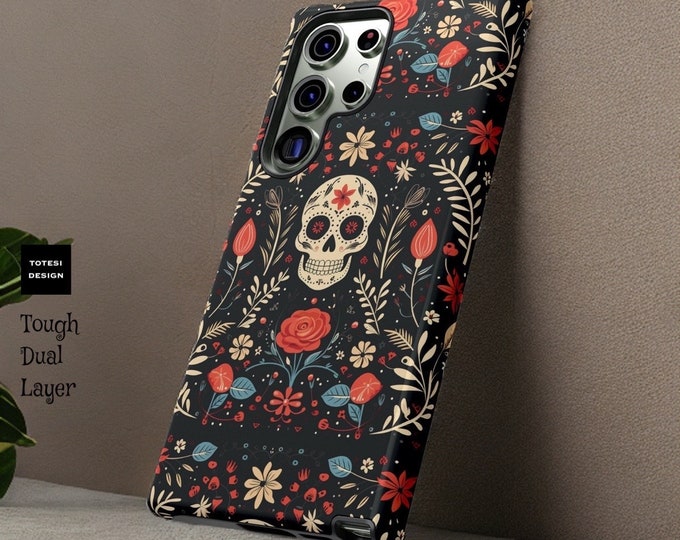 Cute Black Sugar Skull Goth Aesthetic | Samsung Galaxy Case S23 S22 S21 S21+ plus ultra Tough Case | Glossy or Matte