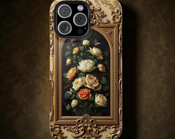 Ornate arty glam floral MagSafe magnetic iPhone tough case