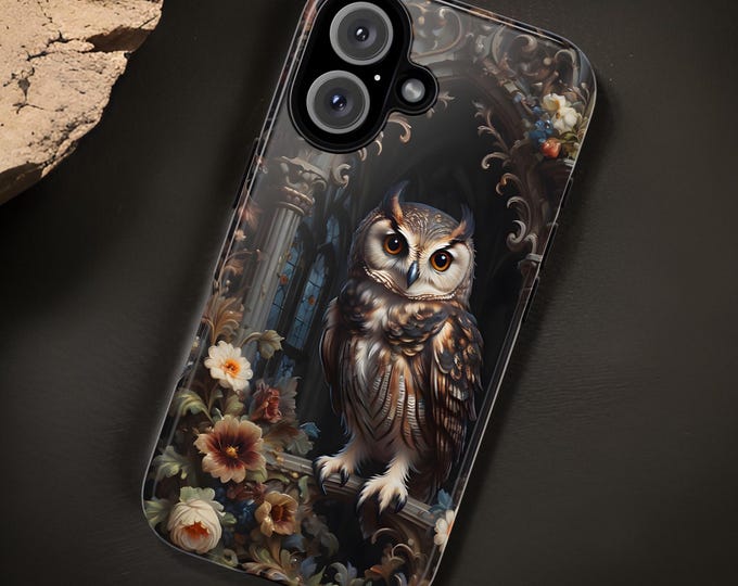 Phone Case, Gothic Owl Rococo Floral Design, iPhone Samsung Galaxy Gift, Tough Cases Alternative Names: Owl Phone Cover, Floral Phone