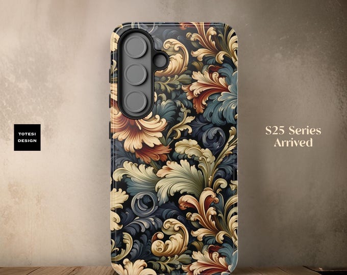Floral Swirly Vintage Ornamental  Boho  , Samsung Galaxy Tough Case S25 S24 S22  Plus Ultra| iPhone 16 15 14 13 12 11, Google, Glossy Matte