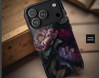 Gothic Peony Floral Phone Case — Moody Vintage Style