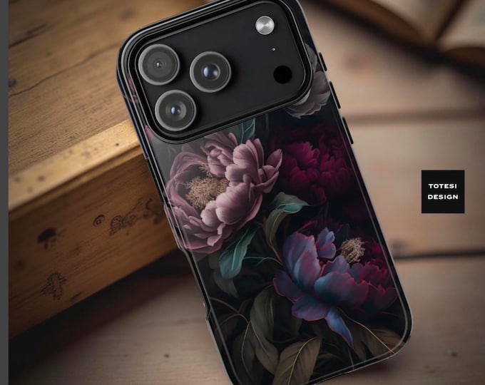 Gothic Peony Floral Phone Case — Moody Vintage Style