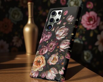 Dark Floral Gothic Phone Case: Dual Layer Tough Protection
