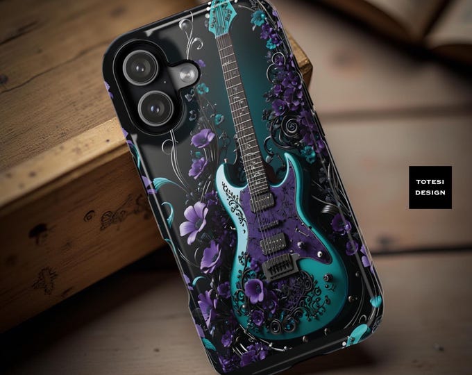 Music Guitar MagSafe iPhone case dark floral goth musical aesthetic - 13 14 15 16 Pro Max Plus Mini| birthday gift her