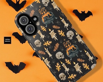 Halloween Black scary horror goth iPhone tough phone case 16 15 14 13 12 11 Pro Max Plus Samsung Galaxy S24 S23 S22 S21 Matte Glossy