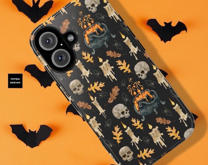 Halloween Black scary horror goth iPhone tough phone case 16 15 14 13 12 11 Pro Max Plus Samsung Galaxy S24 S23 S22 S21 Matte Glossy