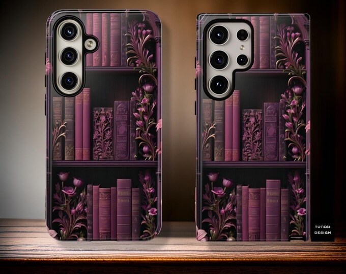 Goth dark academia books floral bookish book nerd iPhone  Samsung, Google, books phone case, 16 15 14 13 12 11 S24 S23 S22| Gift book worm
