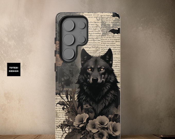 Wolf Gothic Vintage Phone Cases, Tough Samsung Galaxy & iPhone Case, Glossy Matte S25 S24 S23 S22  Plus Ultra, Gothic Accessories, Gothic