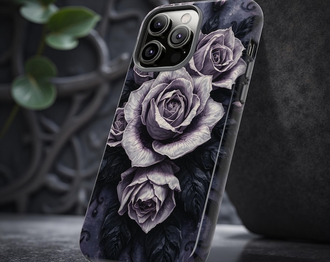 Gothic Floral Tough Phone Case: Dark Academia Style