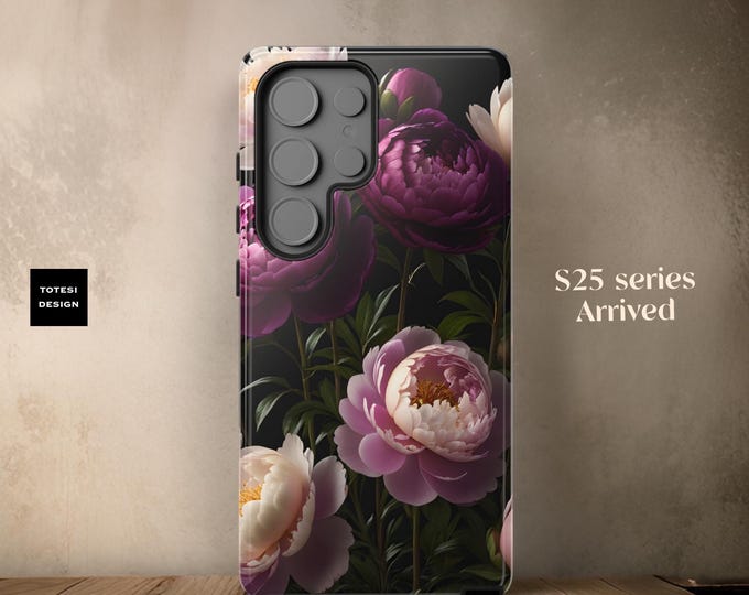 Dark floral academia Samsung Galaxy Phone Case S25 S24 S23 S22 S21 Matte Glossy - Dual layer impact resistant -  Wireless Charge when flat