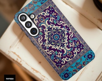 Vintage oriental Phone Case | Purple Blue Ornate Mandala Design | Durable
