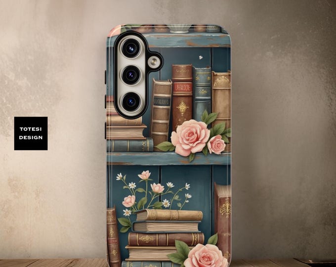 Cute library books floral bookish book nerd iPhone  Samsung, Google, books phone case, 16 15 14 13 12 11 S25 S24 S23 | Gift book worm