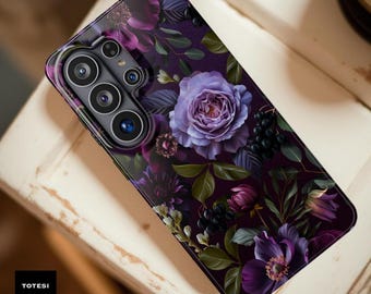 iPhone 17 Samsung S26  Dark Academia Moody Goth Floral Magnetic Phone Cases, Impact-Resistant,