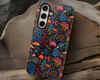 Fantasy Mushroom Garden Tough Cases, Cute Sturdy Phone Covers, iPhone Samsung Google Pixel Cases