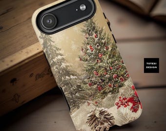 Vintage Christmas phone case dual layer tough case | Models 17 16 15 14 13 12 S25 S24 S23