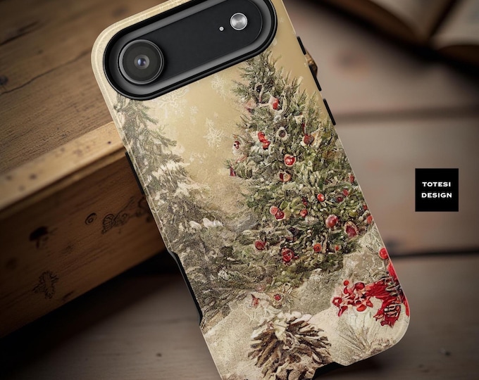 Vintage Christmas phone case dual layer tough case | Models 17 16 15 14 13 12 S25 S24 S23