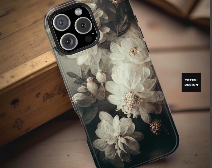 Moody Floral iPhone 17 16 Magnetic Tough Case Vintage Art Botanical Design