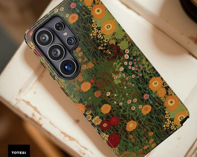 Klimt Inspired Floral Phone Case: Abstract Art Tough Case