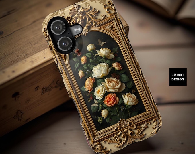 Ornate arty glam Gilded Age Nouveau floral MagSafe magnetic iPhone tough case