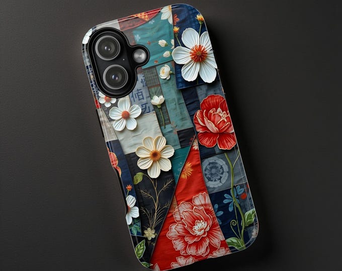 Vintage Flowers Phone Case | Tough Protective Retro Quilt Unique Art Samsung iPhone Phone Case
