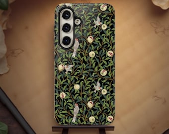 Botanical Bird Tough Phone Case: Green Nature Design