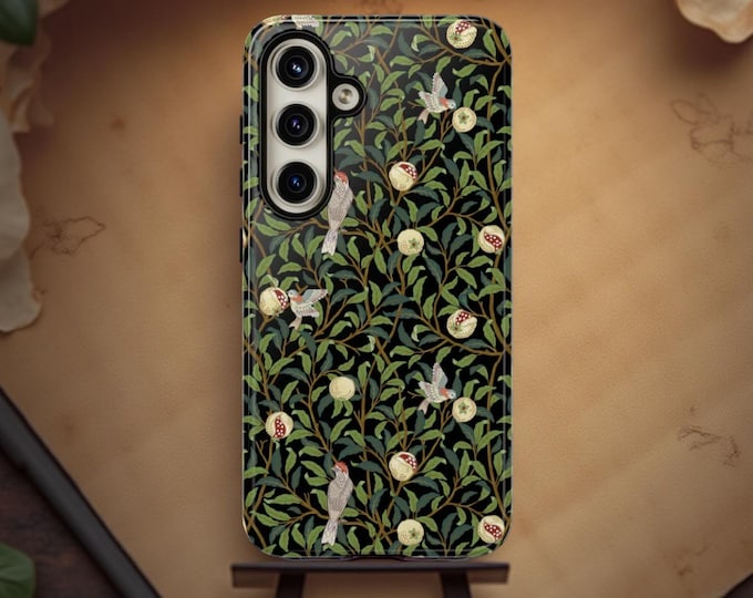 Botanical Bird Tough Phone Case: Green Nature Design