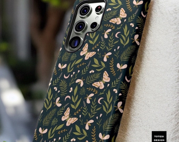 Green Nature Moth Samsung Tough Cases S21,22, 23, Plus, Ultra tough cases ||enchanted forest cottagecore aesthetic | Matte or Glossy