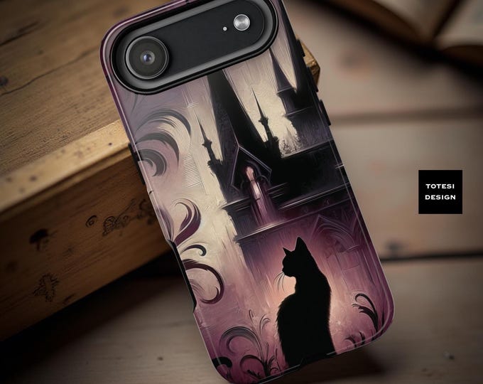 Gothic Black Cat Halloween Castle Phone Case - iPhone, Samsung