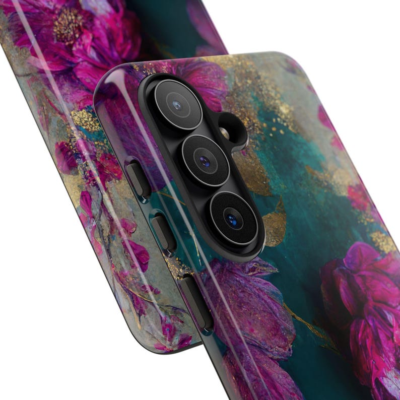 Floral Fine Art Phone Case: Turquoise, Purple, Pink - Tough Case image 16