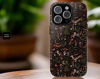 Dark Cottagecore Wildlife iPhone Case | Goth Botanical Phone Cover