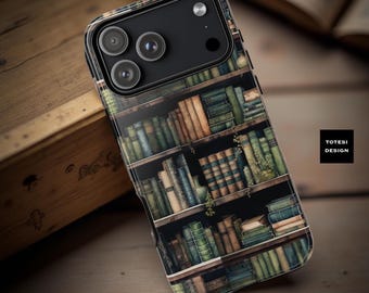 Bookshelf Phone Case: Library Book Cover, Reader Gift