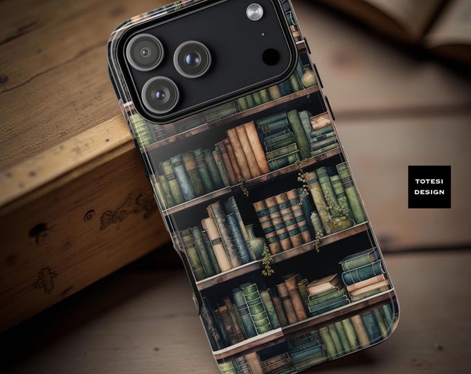 Bookshelf Phone Case: Library Book Cover, Reader Gift