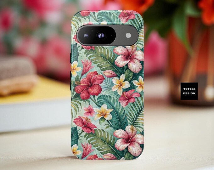 Summer floral Phone Case, Retro Tropical Colorful Hawaii Summer Samsung Google iPhone Case Cover, Vintage palms Beach Vacation