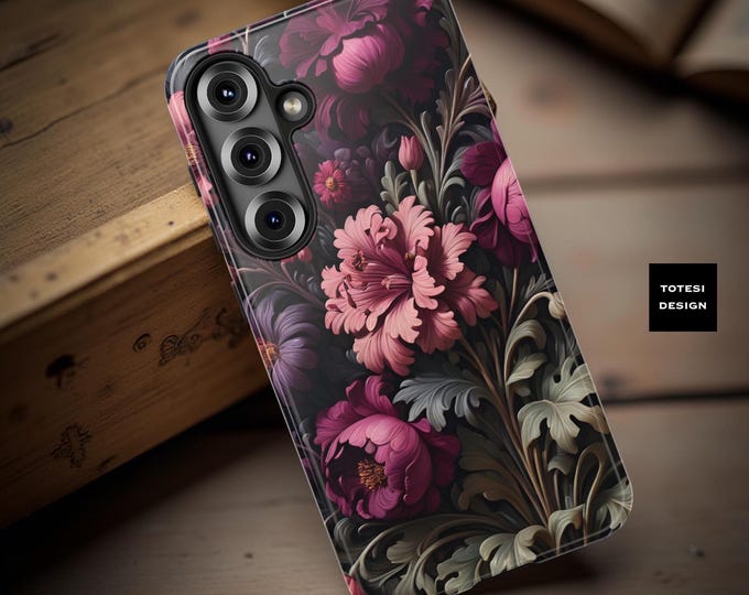 Dark Floral Phone Case: Moody Art Cover, Impact Resistant