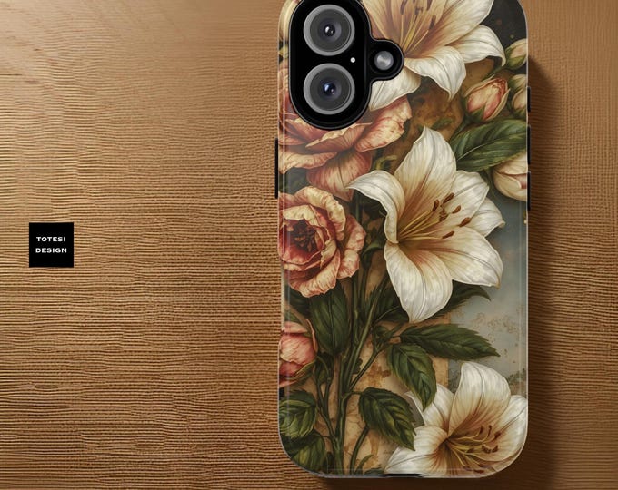 Phone Cases, Vintage Floral iPhone Samsung Art Nouveau Glossy Matte, Birthday Gift Mom Friend, Tough Protective Cover, Unique Custom Case,