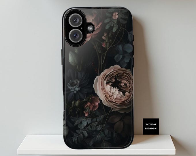 Gothic Dark Floral Academia, Samsung Galaxy, iPhone, Google Pixel Tough Cases , moody floral, gothic gifts Glossy or Matte