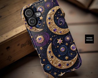 Purple Celestial Fantasy Moon iPhone MagSafe Magnetic Sturdy Phone Cover Case