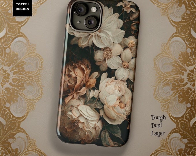 Dark Moody Floral Academia Gothic Samsung Galaxy Tough Case S23 S22 S21 Plus Ultra iPhone 15 14 Pro Max | Glossy or Matte