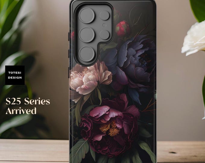 Dark Floral Academia Gothic samsung Galaxy S25 S24 S23 S22 S21 plus Ultra tough phone cases Glossy or Matte Birthday Gift Her